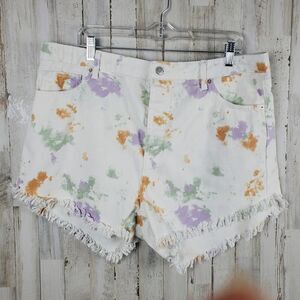 Wild Fable Highest Rise Denim Shorts White Tie Dye Size 18